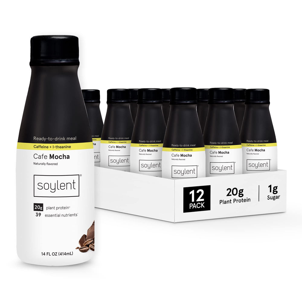 Soylent Complete Coffee Mocha bottle for on-the-go nourishment with 20 g protein.
