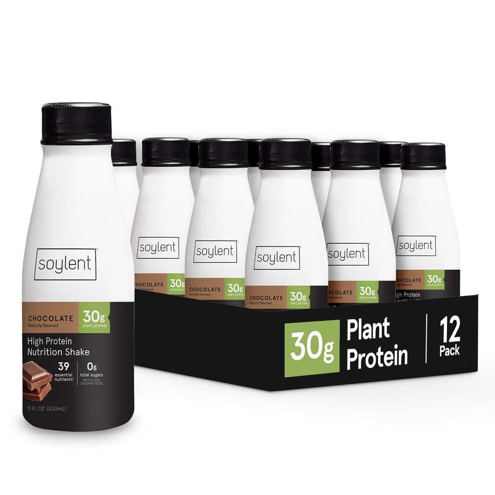 Soylent complete protein shake chocolate ready-to-drink bottle for a quick meal replacement