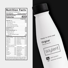 Soylent Original bottle front view for easy recognition.