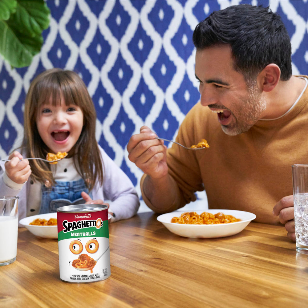 SpaghettiOs Meatballs served as a quick kids' lunch.