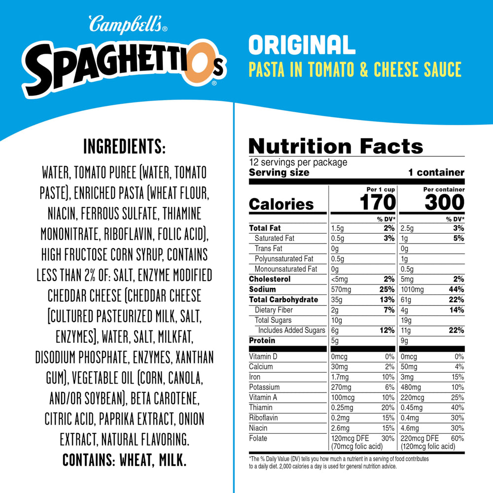 SpaghettiOs Original serving bowl on table, kid-friendly convenience at mealtime.