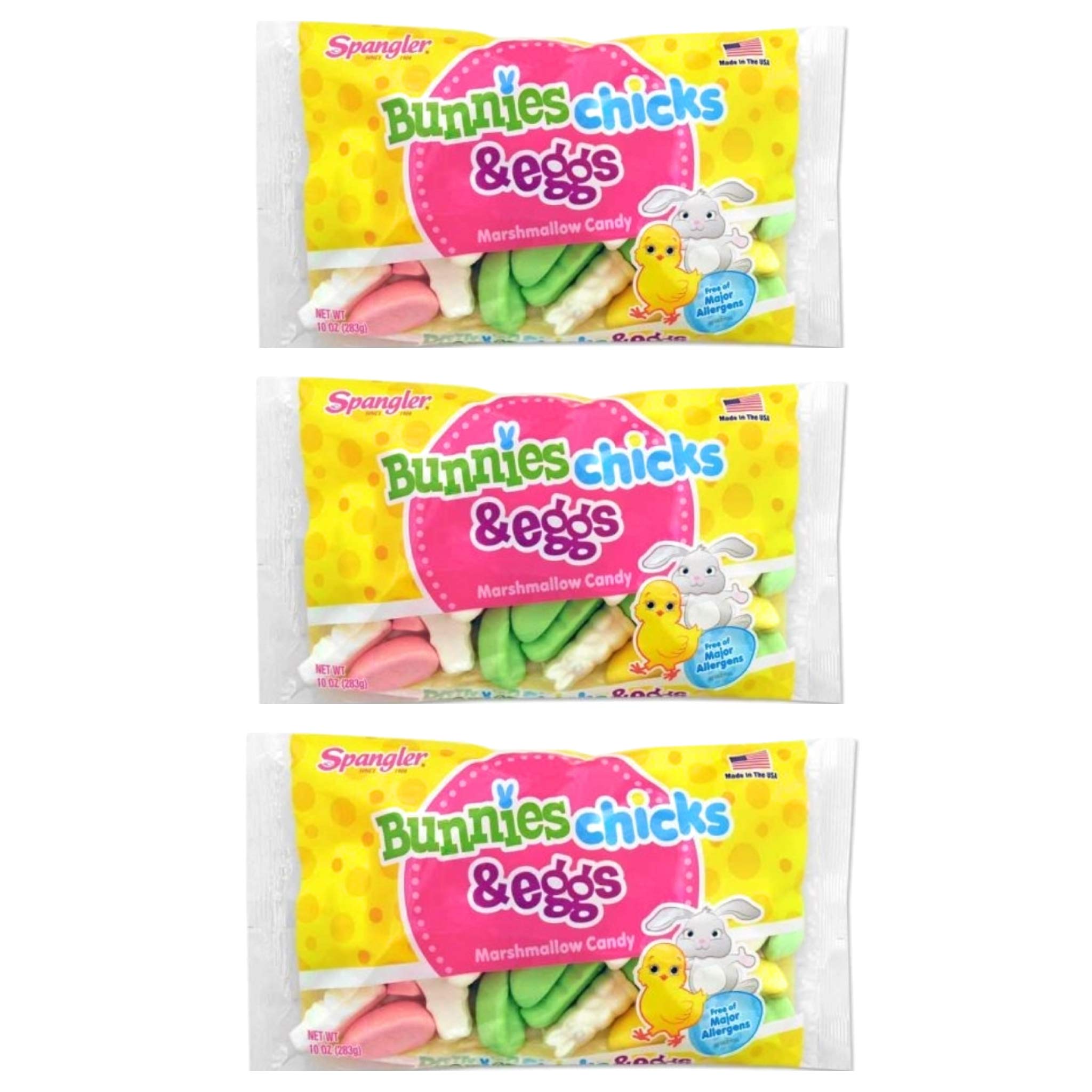 Spangler Bunnies, Chicks and Eggs marshmallows packaging for Easter baskets
