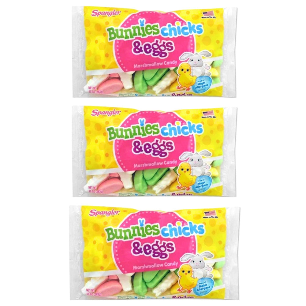 Spangler Bunnies, Chicks and Eggs marshmallows packaging for Easter baskets