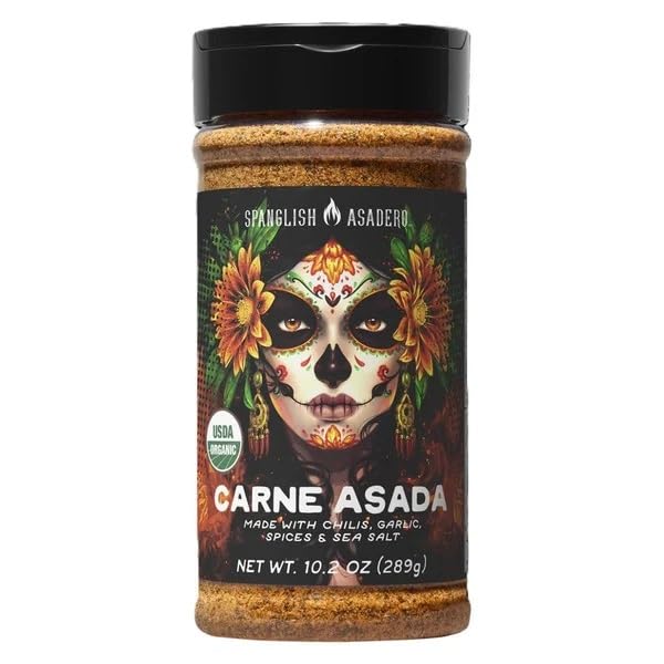 Spanglish Asadero display shows grilling-ready blend for beef, chicken, and vegetables.