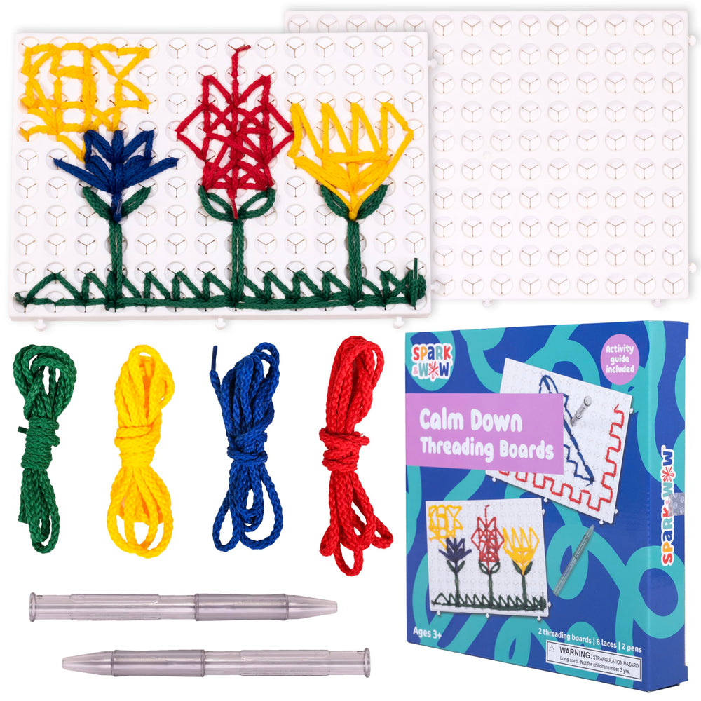 SPARK & WOW Calm Down Threading Board Pair for calm focus during quiet play.