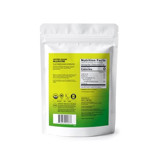 Sparkle Wellness Organic Allulose scoop over coffee, keto-friendly sweetness ready