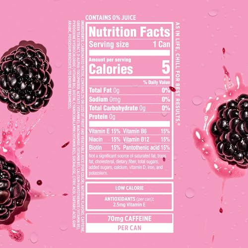 Sparkling Ice Caffeine Black Raspberry 12-pack on a shelf showcasing zero sugar option