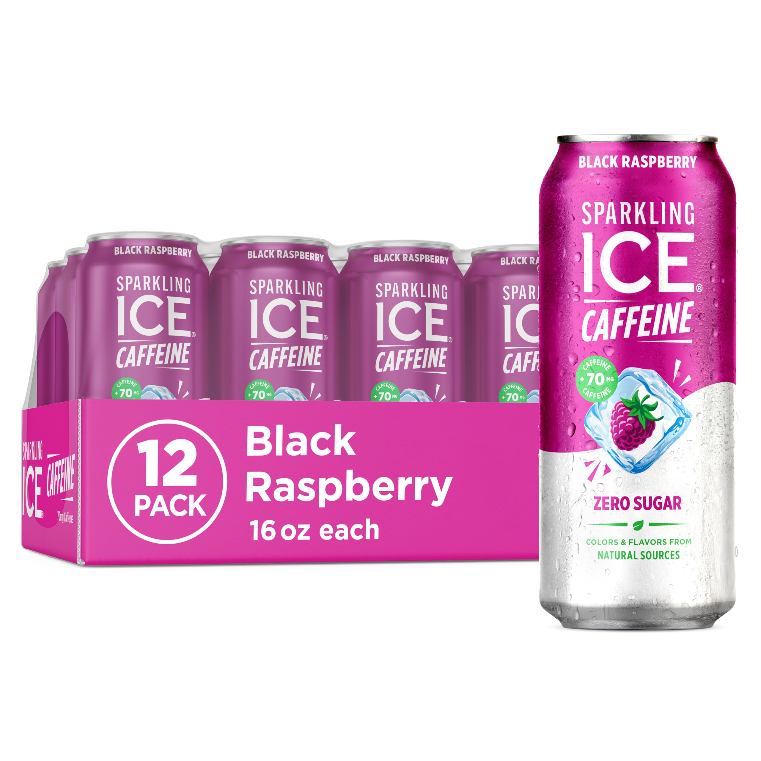 Sparkling Ice Caffeine Black Raspberry can with bold flavor and quick pick-me-up