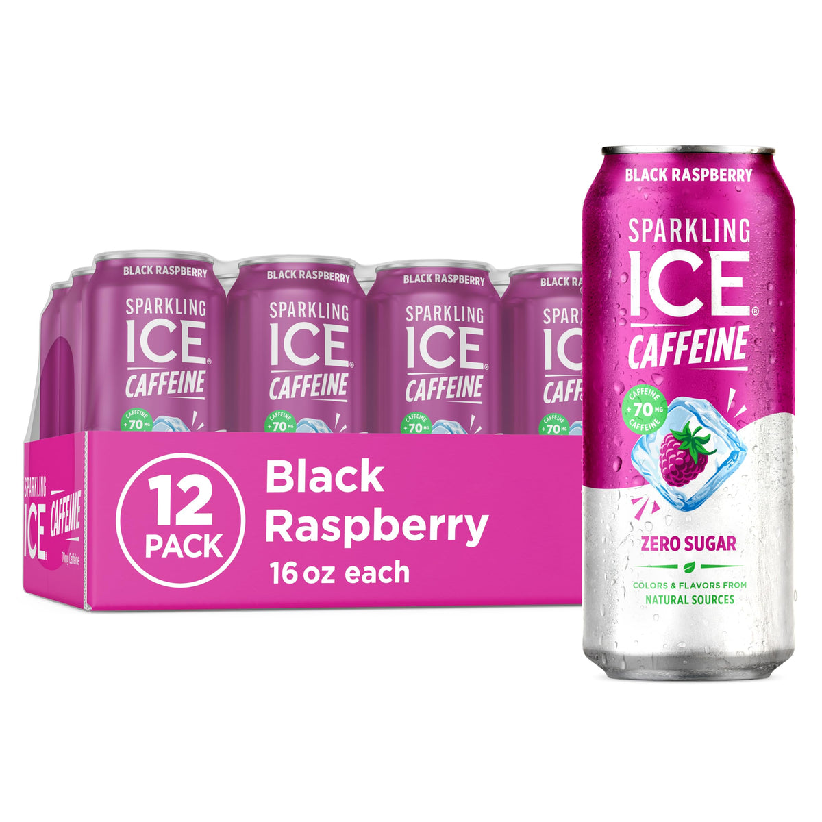 Sparkling Ice Caffeine Black Raspberry can with bold flavor and quick pick-me-up
