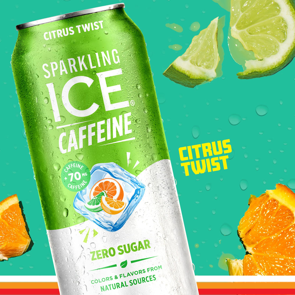 Sparkling Ice Caffeine Citrus Twist refreshing appearance ideal for a low-calorie pick-me-up