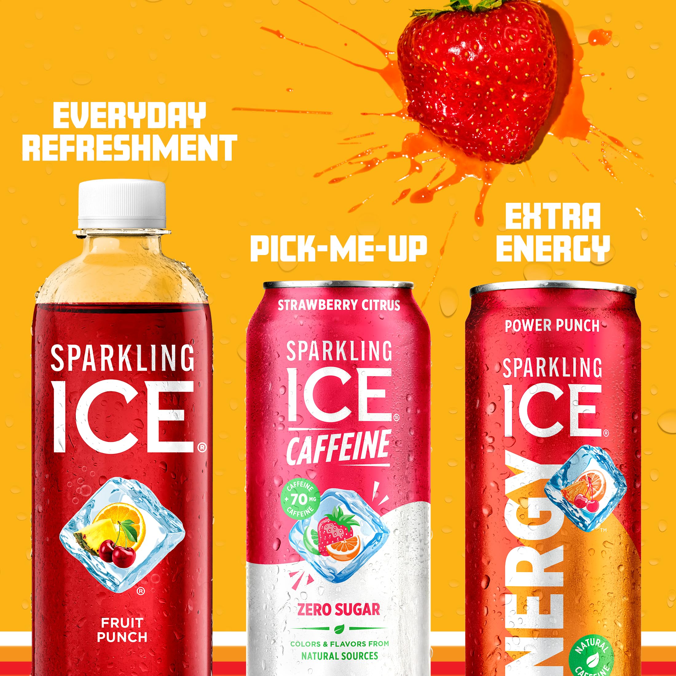Sparkling Ice caffeine strawberry citrus on a cooler setup for grab and go energy
