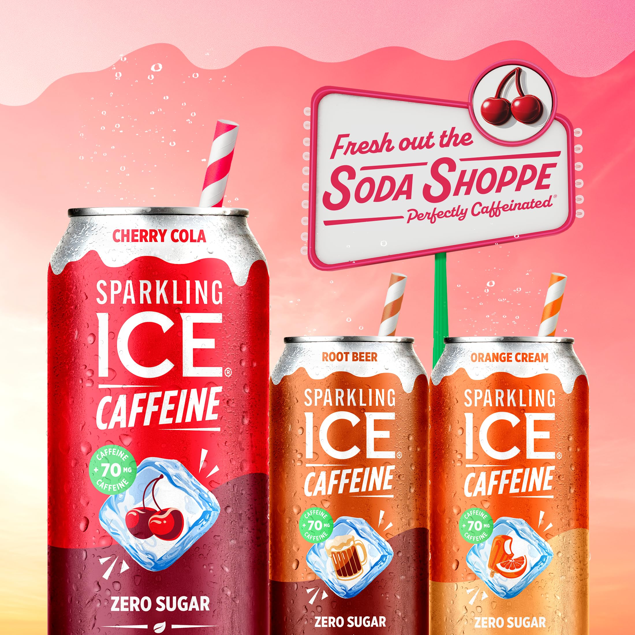 Sparkling Ice Shoppe Cherry Cola 12-pack shown for bulk value and convenience.