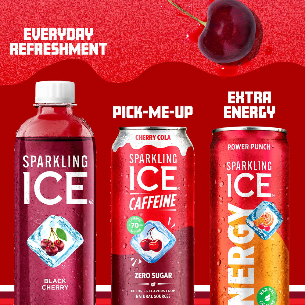 Sparkling Ice Shoppe Cherry Cola nutrition panel highlights vitamins and antioxidants.