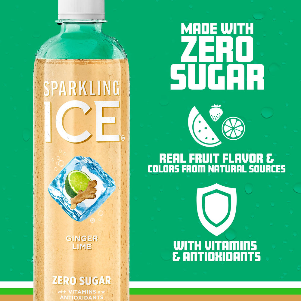 Sparkling Ice Ginger Lime glass with lime slice, highlighting refreshing citrus aroma.