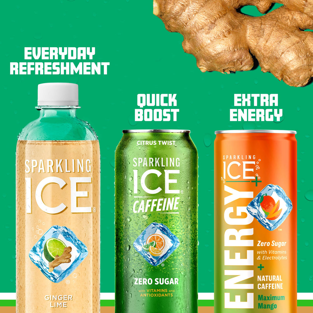 Sparkling Ice Ginger Lime in refrigerator display, ready for chilled enjoyment.