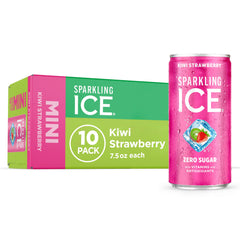 Sparkling Ice Kiwi Strawberry bottle being poured, zero-sugar refreshment with vitamins
