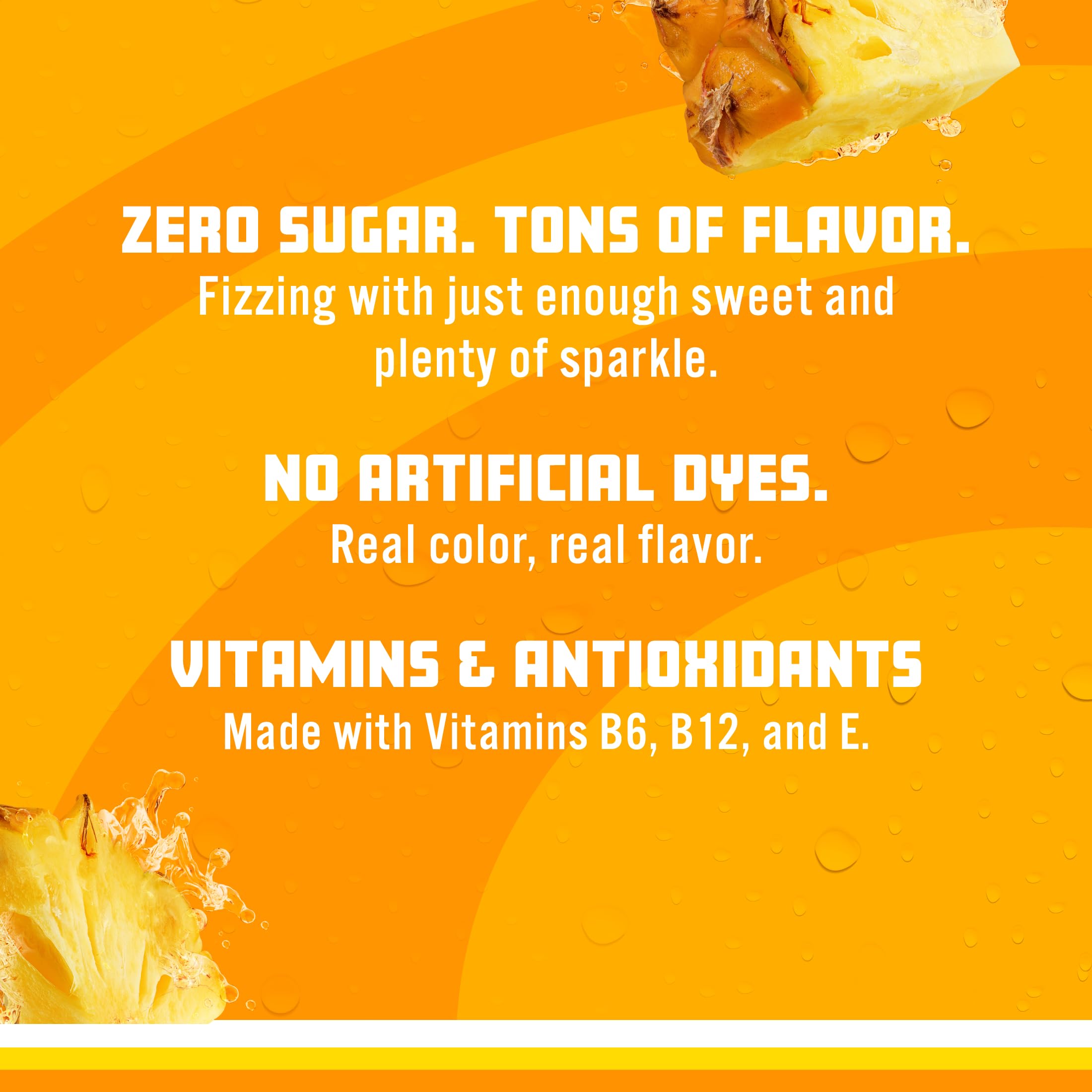 Pineapple fruit beside Sparkling Ice Lifesavers bottle highlighting natural flavor.