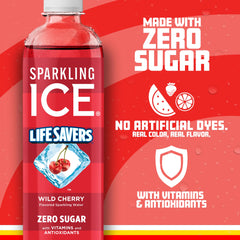 Sparkling Ice Lifesavers Wild Cherry served in a glass with ice