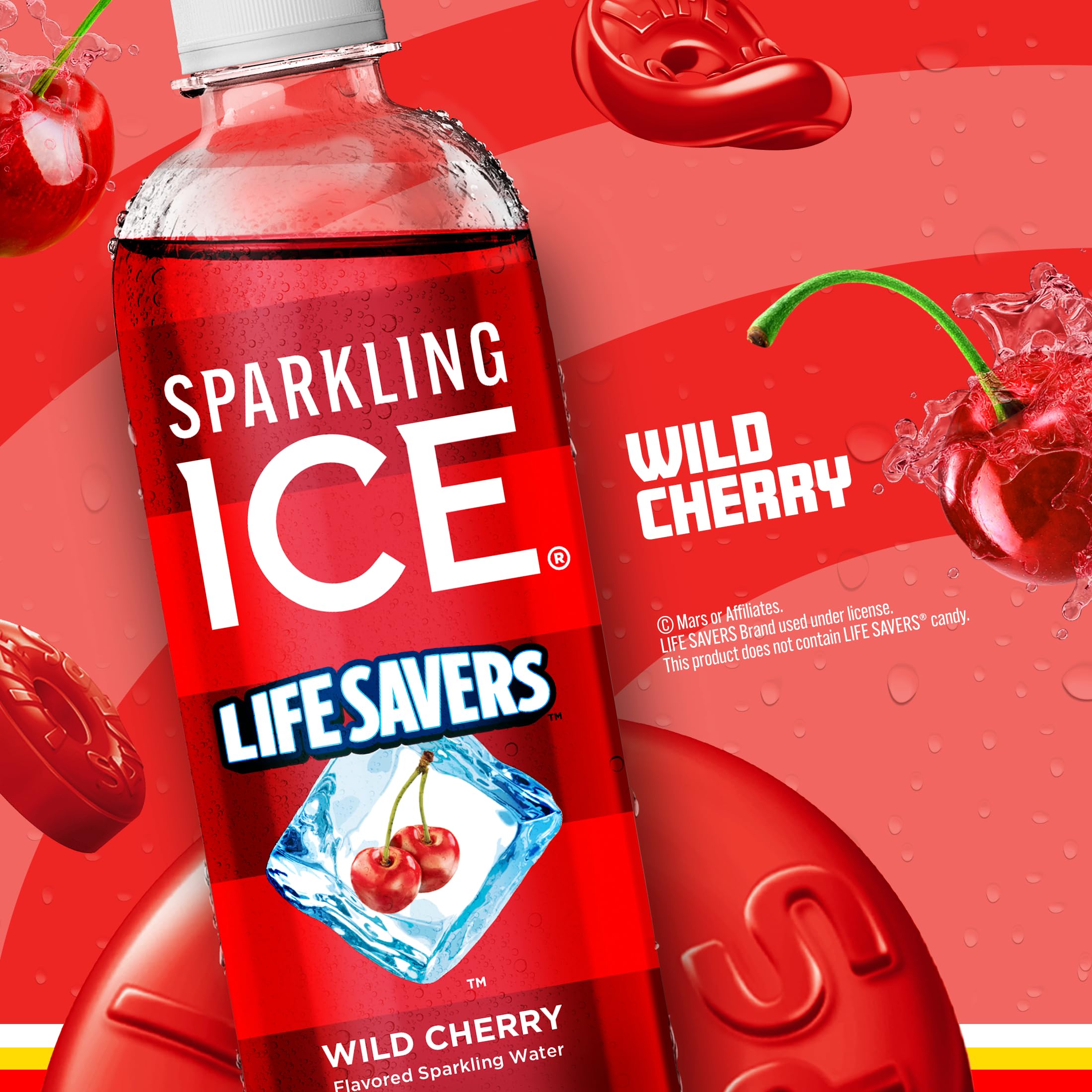 Sparkling Ice Lifesavers Wild Cherry pour over ice with citrus