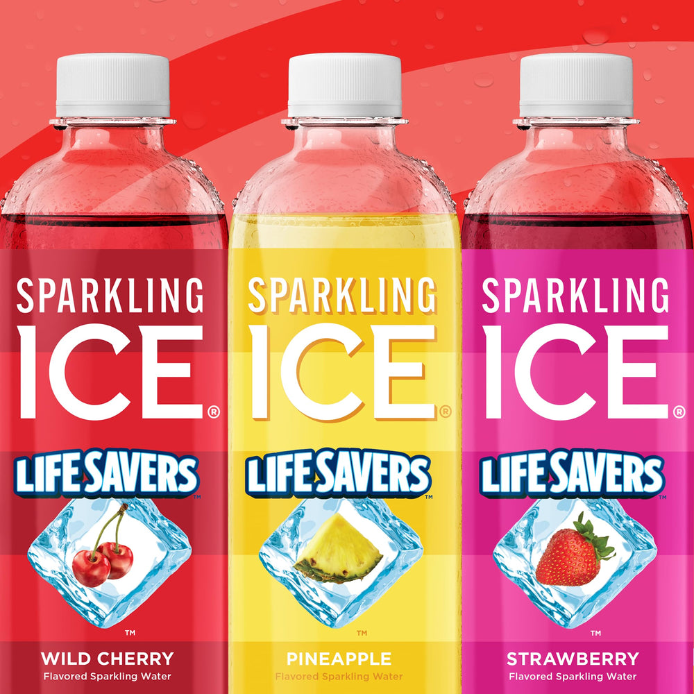 Sparkling Ice Lifesavers Wild Cherry vitamins information on front label