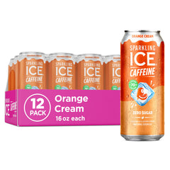 Sparkling Ice Shoppe Orange Cream bottle with caffeine boost and creamy aroma.