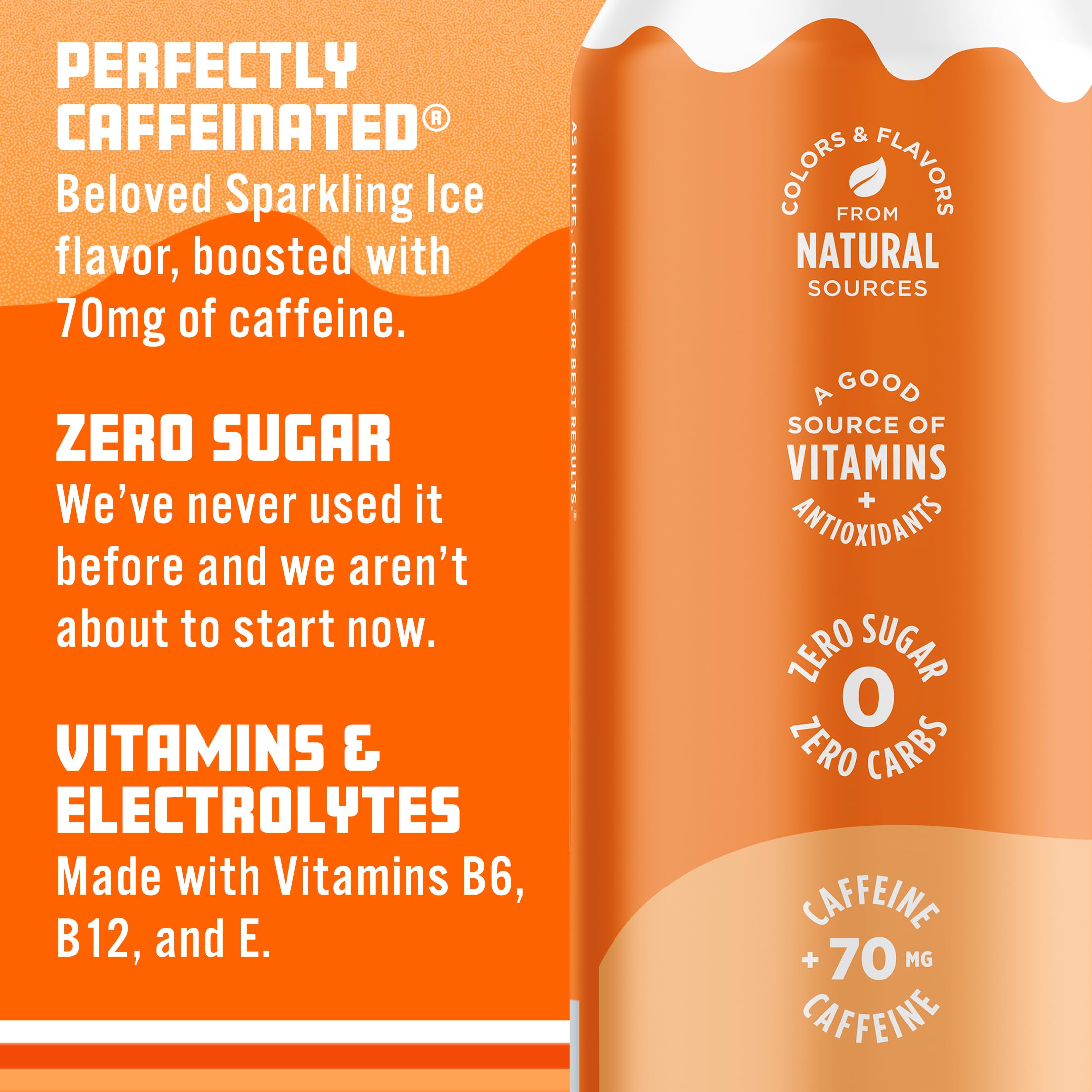 Sparkling Ice Shoppe Orange Cream nutrition label emphasizes low calories.