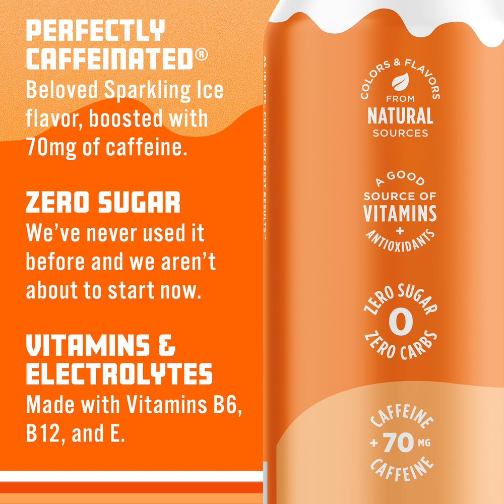 Sparkling Ice Shoppe Orange Cream nutrition label emphasizes low calories.