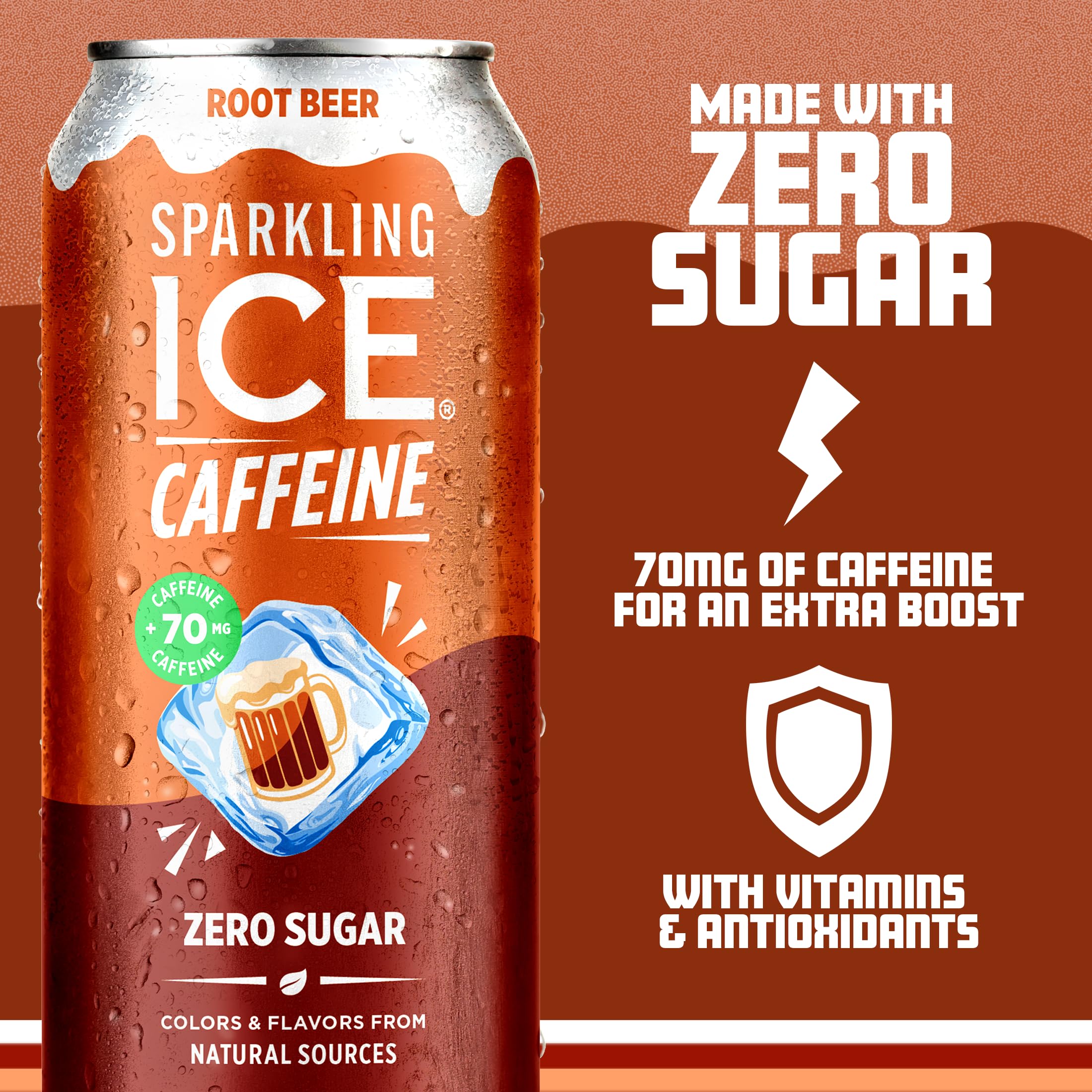 Bubbles and foam rising in a glass of Sparkling Ice Shoppe Root Beer
