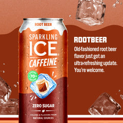 Front label of Sparkling Ice Shoppe Root Beer with natural colors