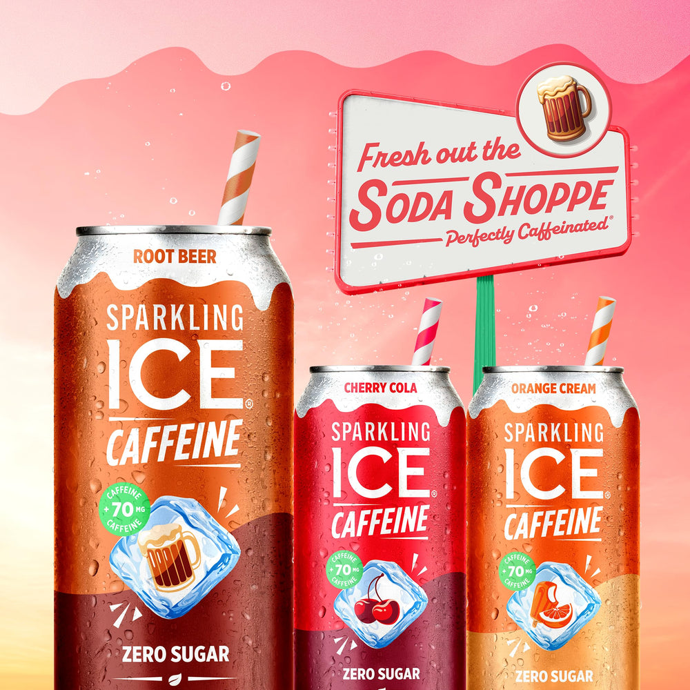 Pack of 12 Sparkling Ice Shoppe Root Beer cans for stocking up