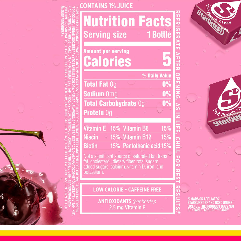 Sparkling Ice Starburst Fruit Punch pour showcasing fizz and refreshing finish.