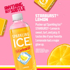 Close-up of STARBURST Lemon label highlighting vitamins and antioxidants.