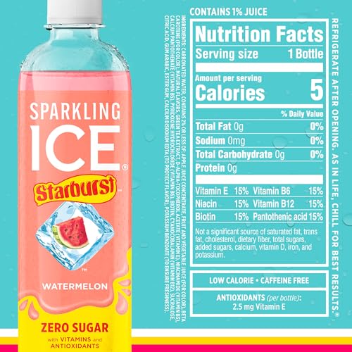 Sparkling Ice Starburst Red kiwi-strawberry can ready for a snack