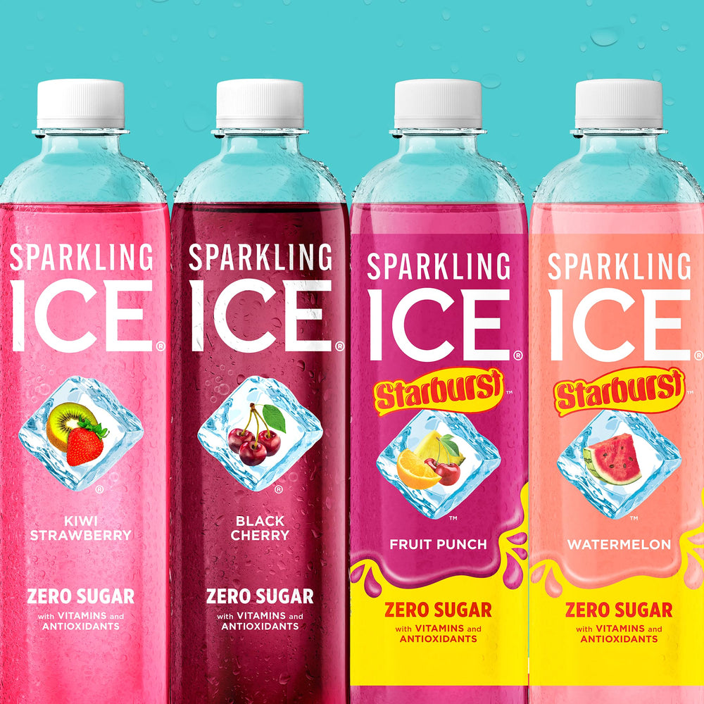 Sparkling Ice Starburst Red label detail signaling zero sugar