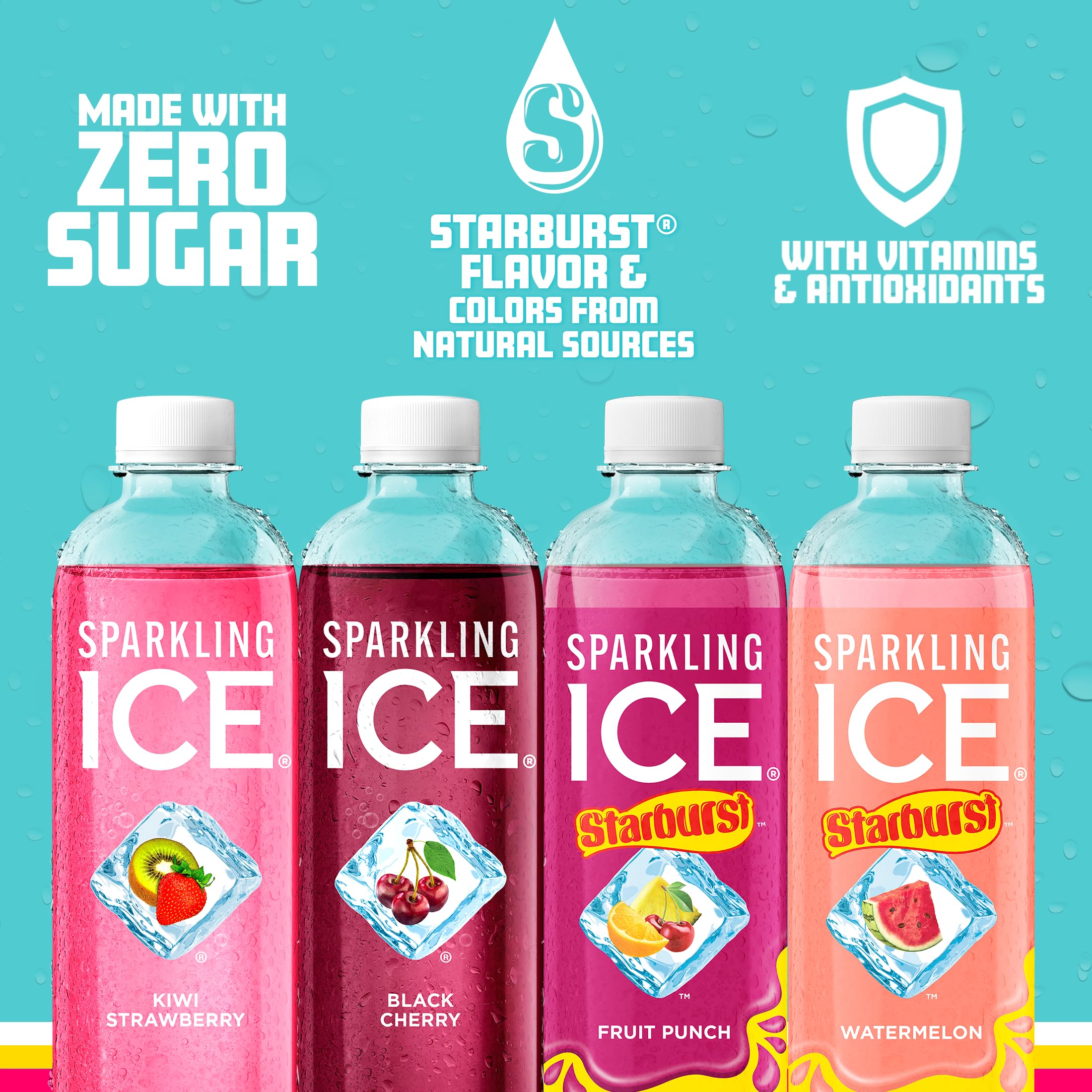 Sparkling Ice Starburst Red vitamin-enriched can highlighting B vitamins support