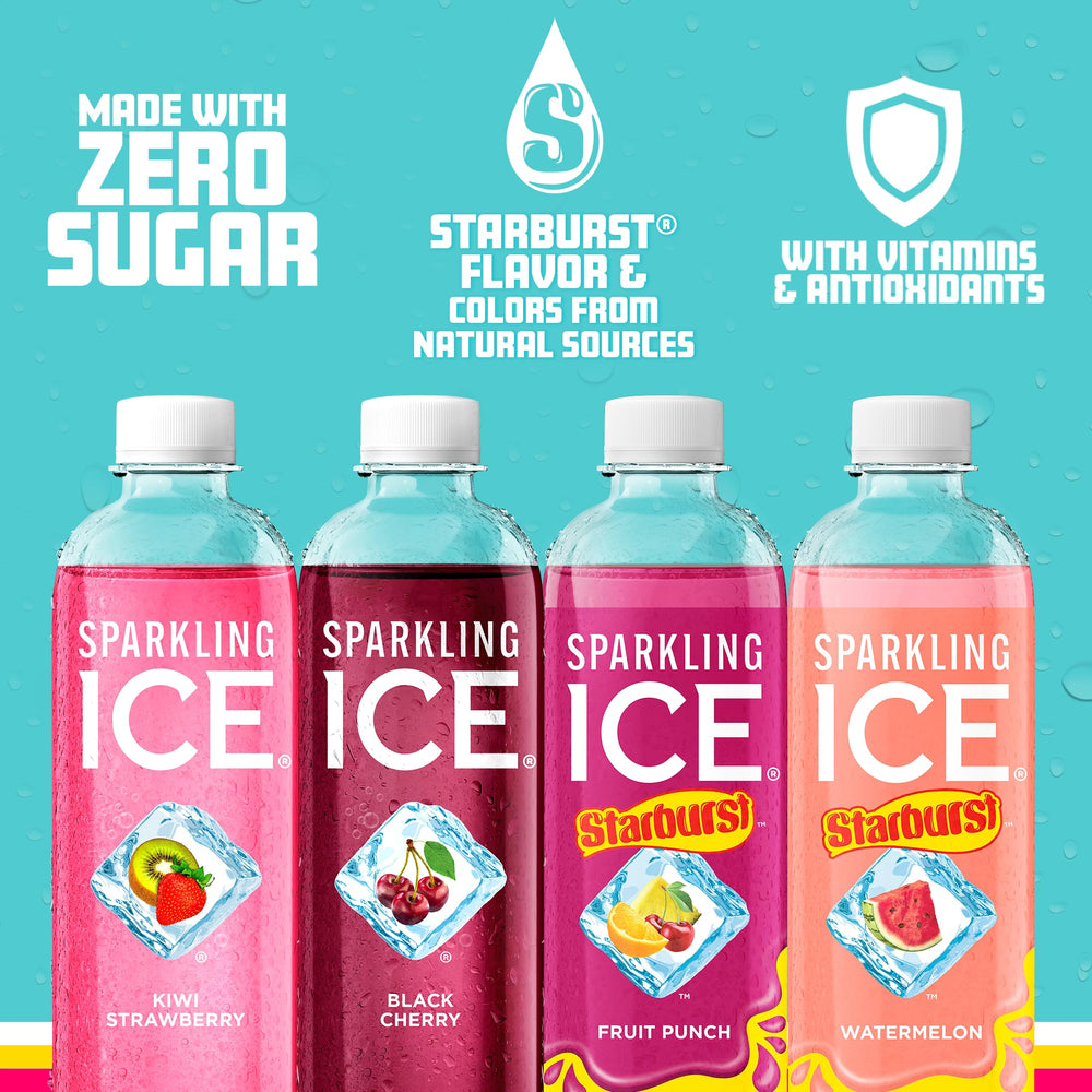 Sparkling Ice Starburst Red vitamin-enriched can highlighting B vitamins support