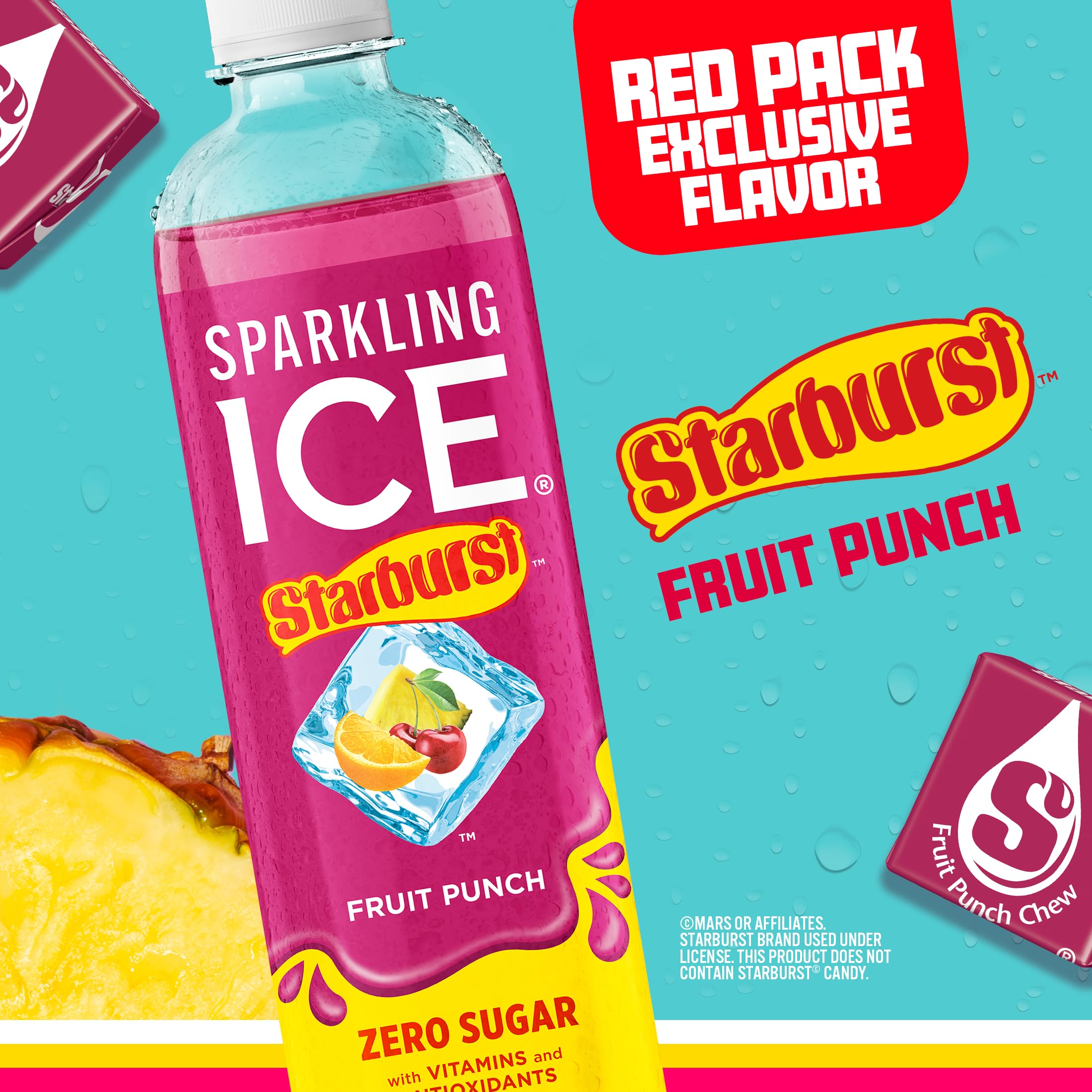 Sparkling Ice Starburst Red watermelon can with refreshing finish and vitamin boost