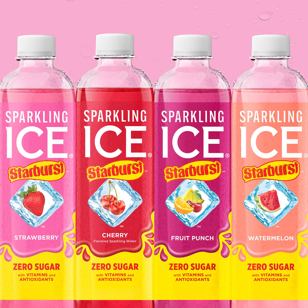 Sparkling Ice STARBURST with no artificial dyes and bright flavors.