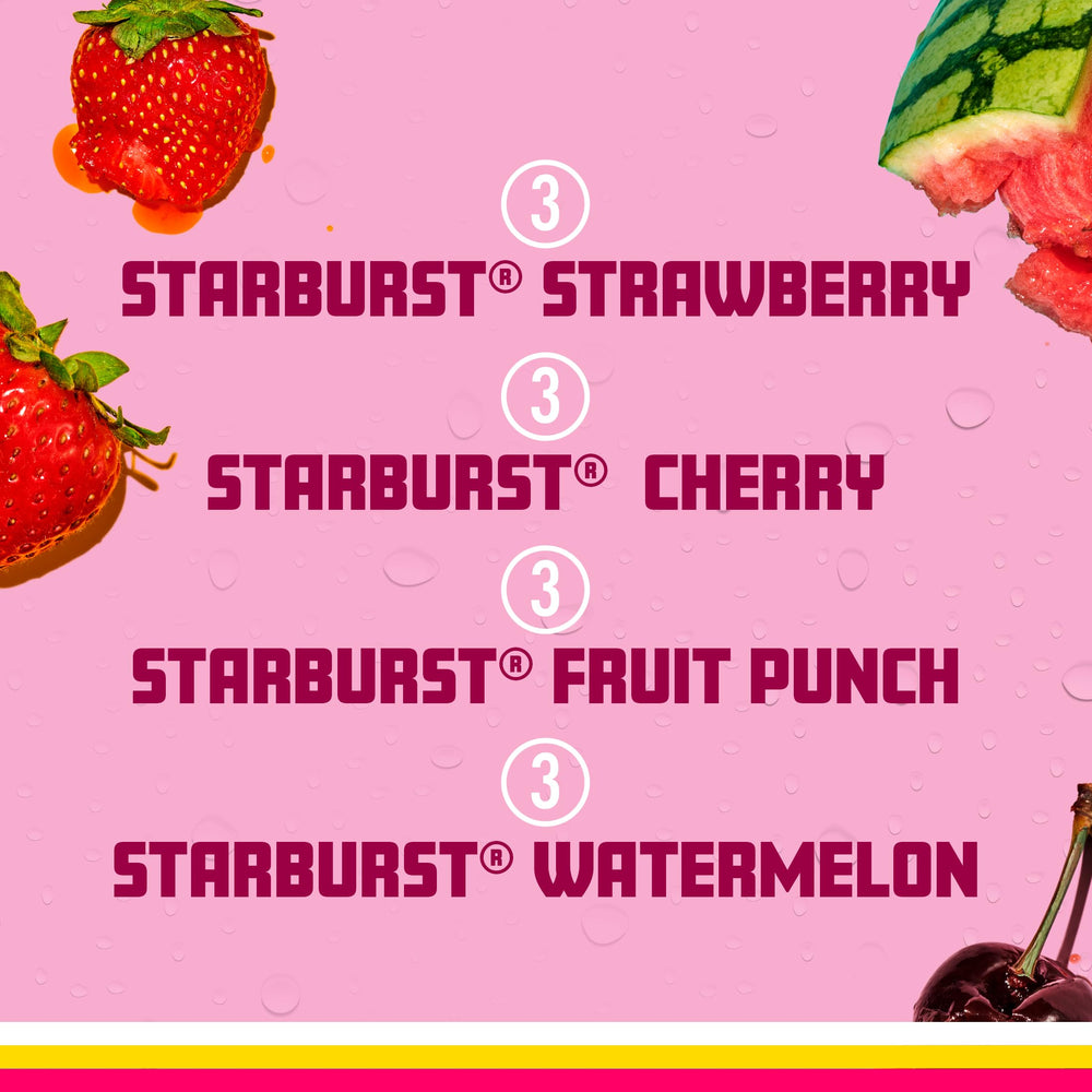 Sparkling Ice STARBURST bottle highlighting 17 oz serving.