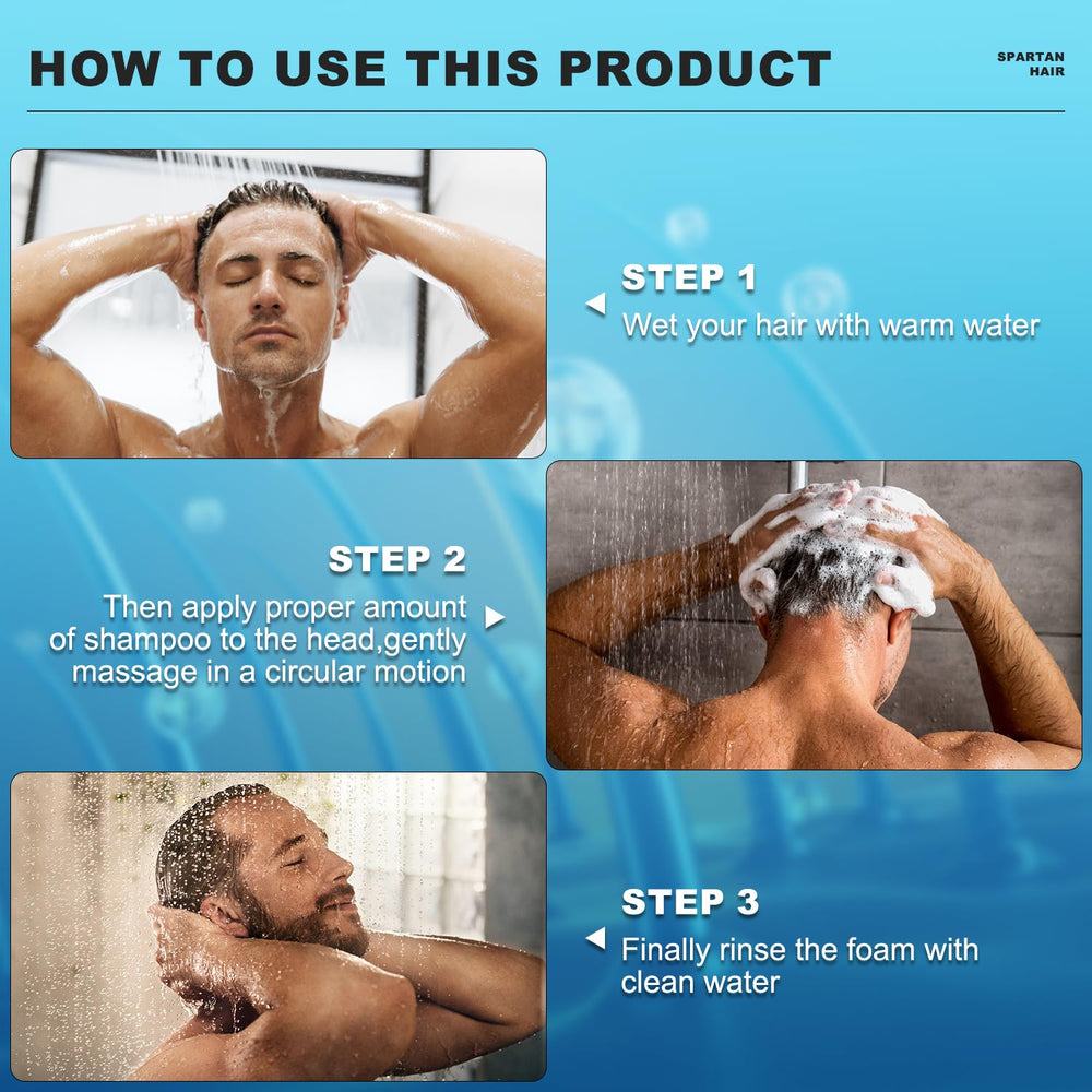 SPARTAN HAIR shampoo daily-use formula suggests easy routine use