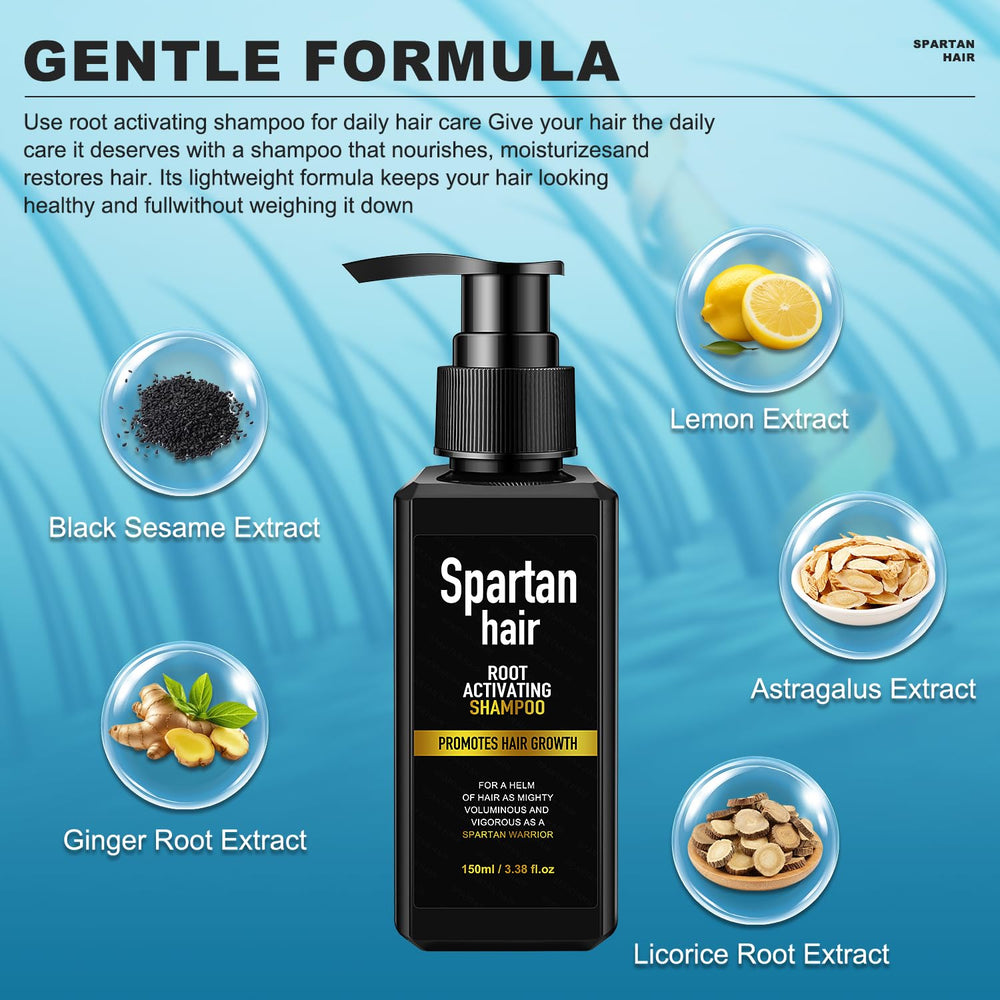 SPARTAN HAIR shampoo root nourishment targets roots for thicker-looking hair
