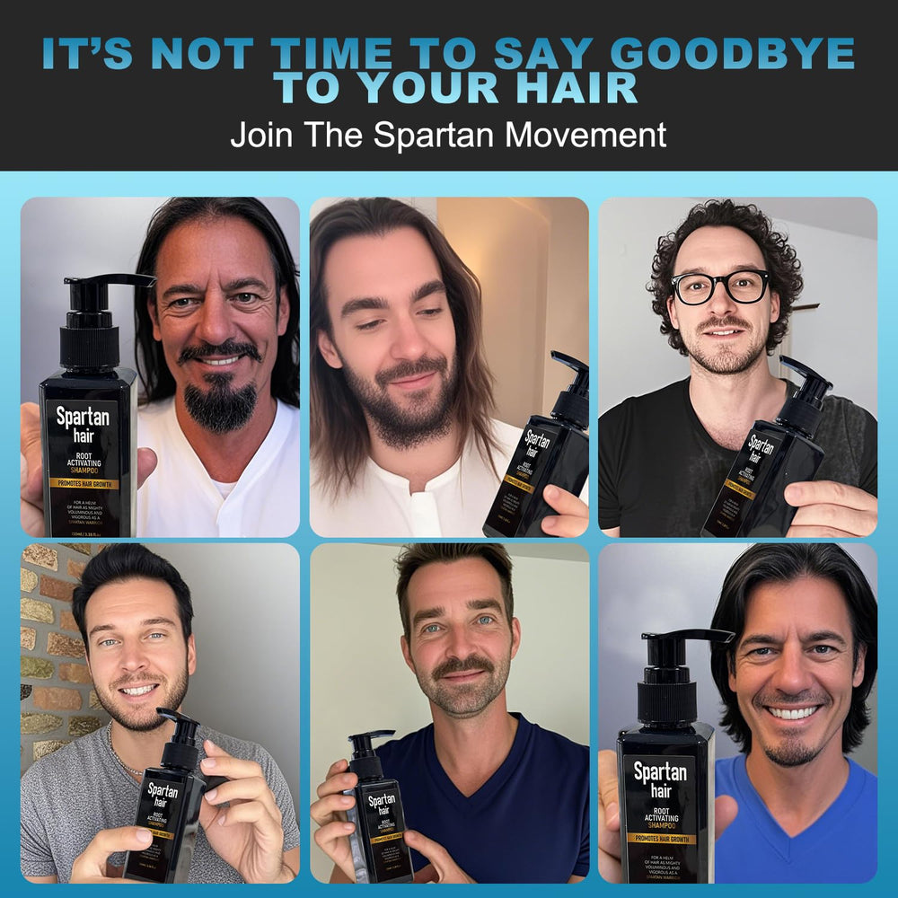 SPARTAN HAIR shampoo sulfate-free label indicates gentle, daily cleansing