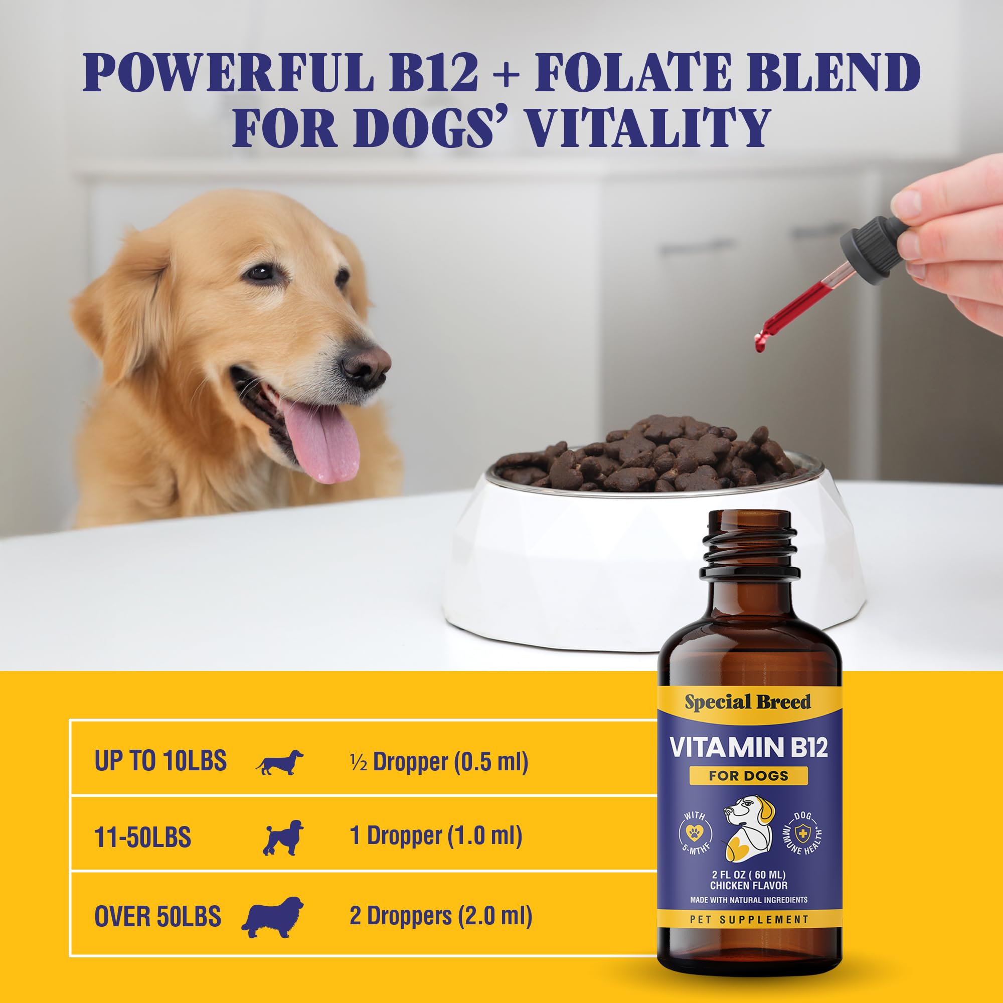 Special Breed dropper delivers accurate daily dose.