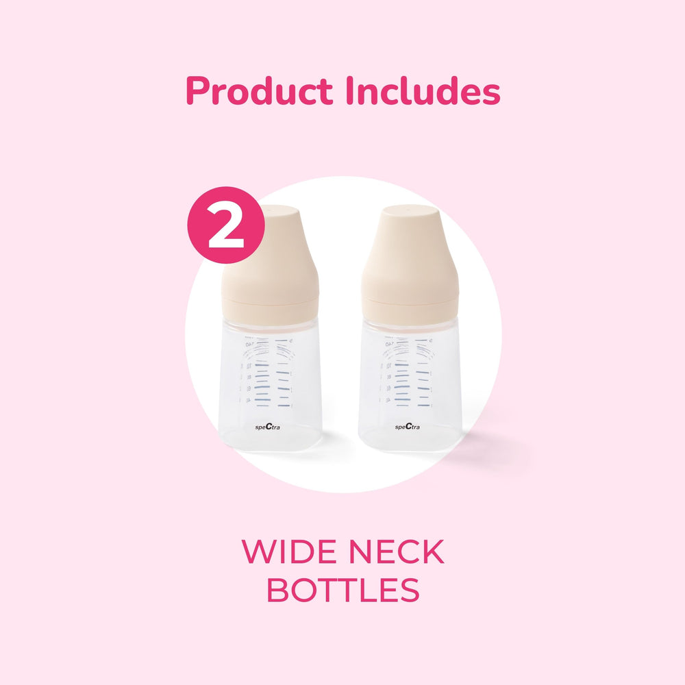 Spectra 160ml bottle shown in side view for compact storage.