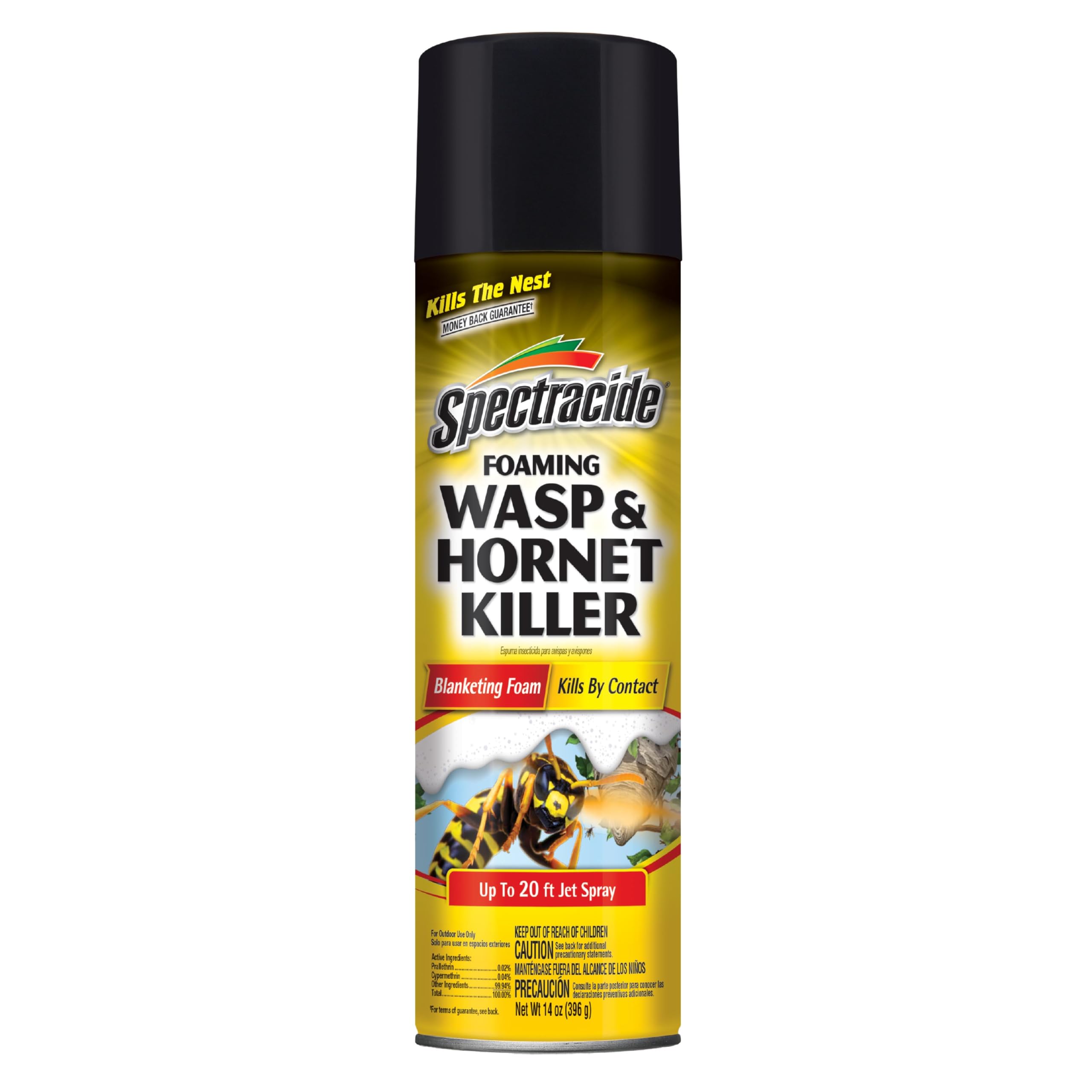 Spectracide Foaming Wasp & Hornet Killer blankets nests from 20 feet away.