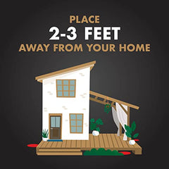 Distance layout stake shows 2-3 feet spacing from the home for coverage.