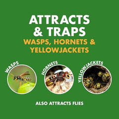 Spectracide Wasp Trap uses quick-drown formula for rapid pest capture.