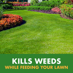 Spectracide Weed & Feed 20-0-0 bottle and nozzle shown for quick use