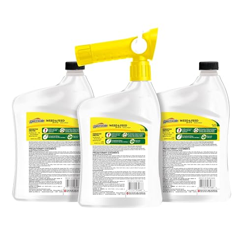Spectracide Weed & Feed 20-0-0 three-pack shown for multi-use