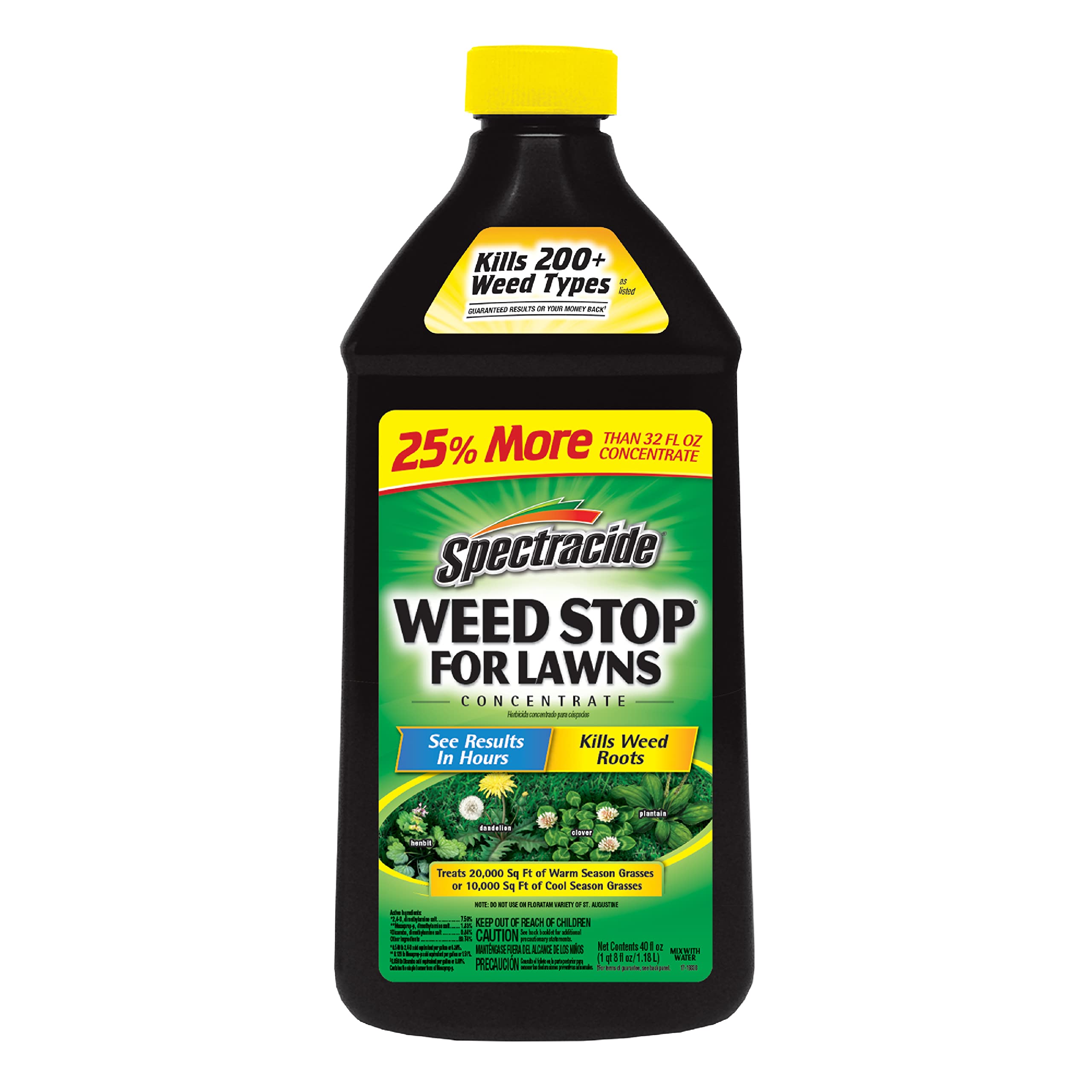 Spectracide Weed Stop for Lawns concentrate bottle ready for targeted weed control.